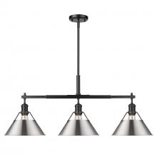  3306-LP BLK-PW - Orwell BLK 3 Light Linear Pendant in Matte Black with Pewter shades